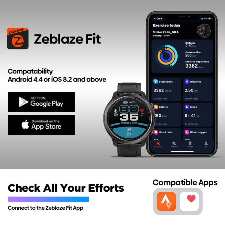 Zeblaze Stratos 2 Lite Schermo IPS da 1,32 pollici 5 ATM Impermeabile GPS Smart Watch, supporto monitoraggio della frequenza cardiaca / modalità sport