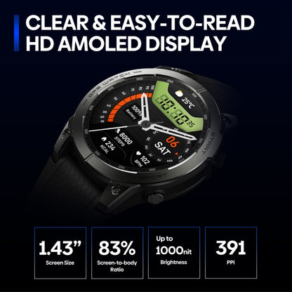 Zeblaze Stratos 3 Pro Schermo AMOLED da 1,43 pollici Smart Watch sportivo Supporto chiamata Bluetooth