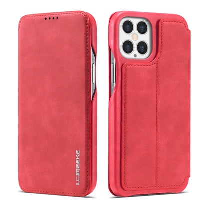 LC.IMEEKE Hon Ancient Series Custodia orizzontale in pelle per IPhone 12 a conchiglia con supporto e slot per schede