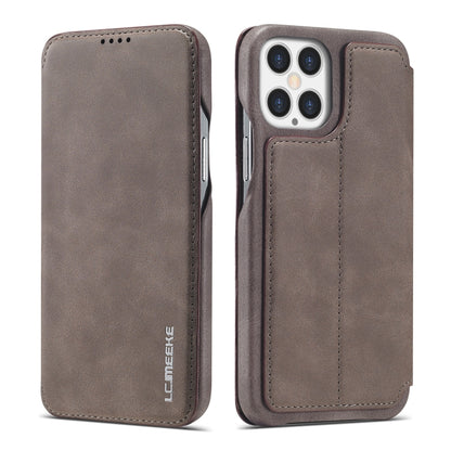 LC.IMEEKE Hon Ancient Series Custodia orizzontale in pelle per IPhone 12 a conchiglia con supporto e slot per schede