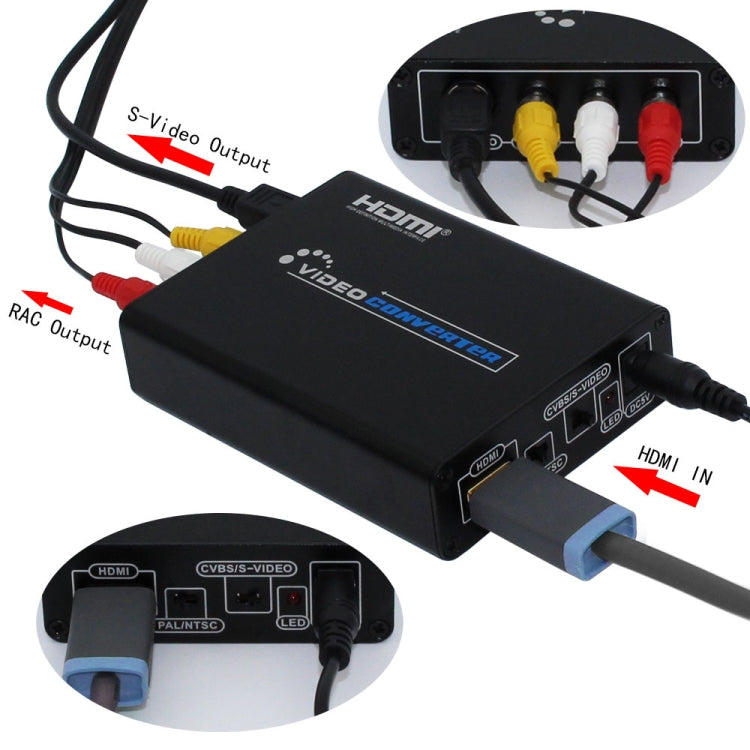 Convertitore da HDMI a composito / AV S-Video Adattatore convertitore video RCA CVBS/L/R