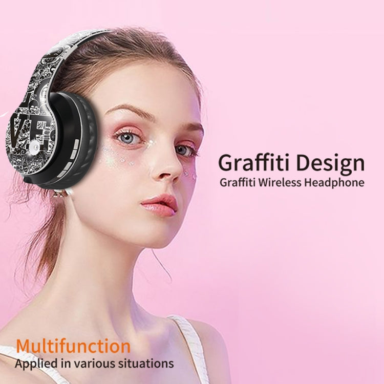 Auricolare Bluetooth V5.0 wireless con motivo Graffiti B1