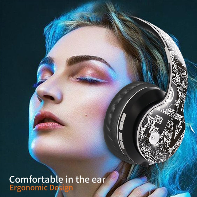 Auricolare Bluetooth V5.0 wireless con motivo Graffiti B1