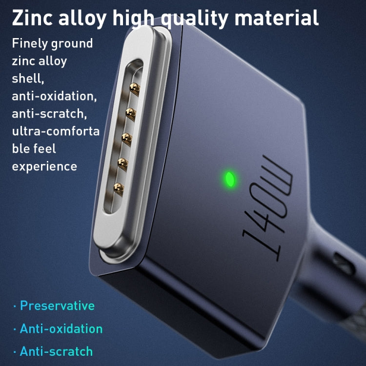 Cavo di ricarica magnetico intrecciato in nylon da 140 W da USB-C/tipo-C a MagSafe 3, lunghezza: 2 m