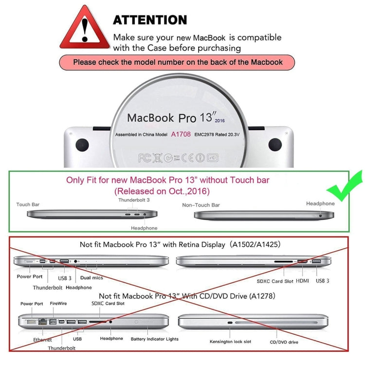 ENKAY Hat-Prince 2 in 1 Custodia protettiva in plastica rigida satinata + Versione USA Cover protettiva per tastiera in TPU ultrasottile per il nuovo MacBook Pro 13,3 pollici 2016 senza Touchbar (A1708)