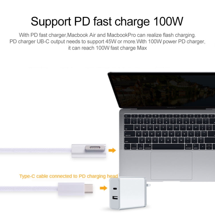 Cavo di ricarica da 45 W / 65 W / 85 W / 100 W da MagSafe 1 a 5 pin (a forma di L) a USB-C/Type-C PD