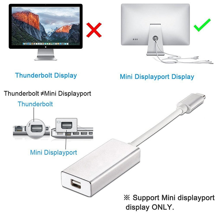 Convertitore HD USB-C / Type-C 3.1 maschio a Mini DP femmina, lunghezza: 12 cm