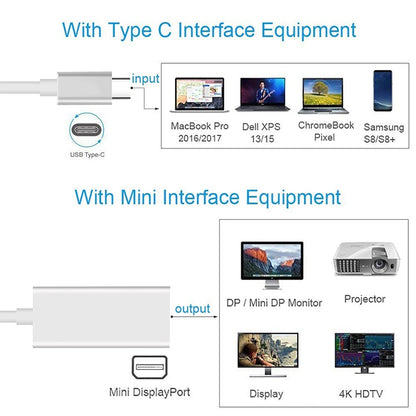 Convertitore HD USB-C / Type-C 3.1 maschio a Mini DP femmina, lunghezza: 12 cm