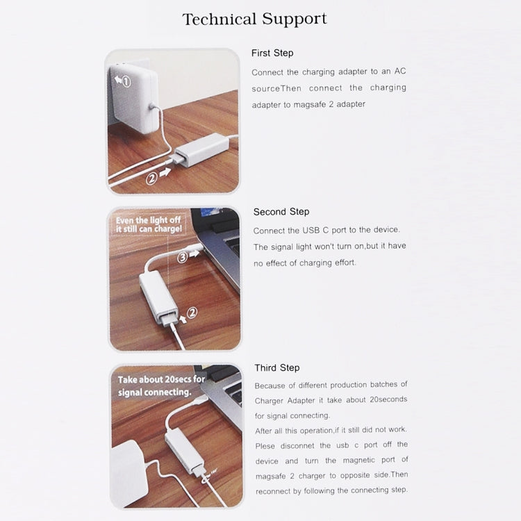 AnyWatt Convertitore adattatore di ricarica magnetico MagSafe 2 da 5 pin femmina a USB-C/Type-C maschio per MacBook Pro