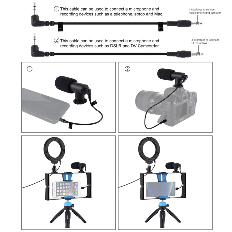 Kit di attrezzatura video per smartphone Vlogging Selfie Light 4 in 1