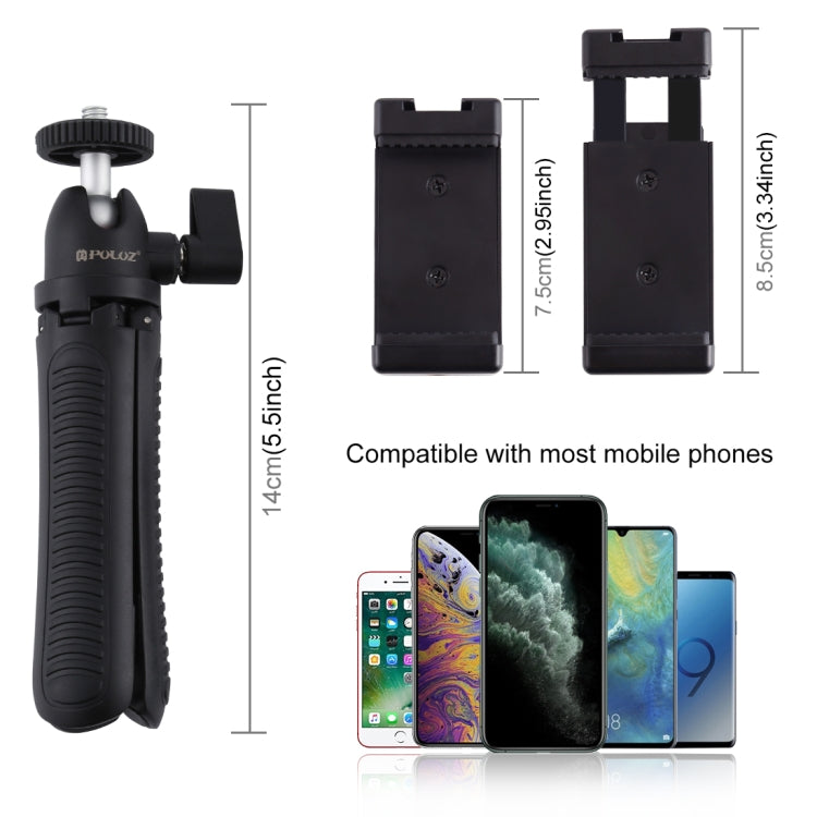 PULUZ Selfie Sticks Supporto per treppiede + Morsetto per telefono con adattatore per treppiede e vite lunga