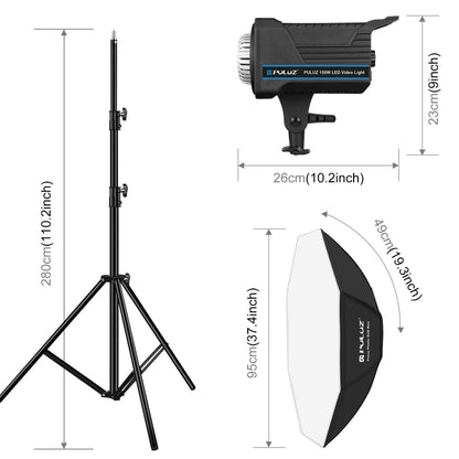 PULUZ 150W 3200K-5600K Kit luce stroboscopica per studio fotografico con riflettore Softbox e treppiede