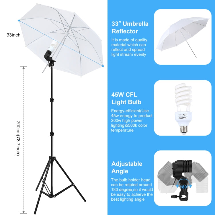 Kit fotografico Softbox da studio con luce LED PULUZ con sfondo, riflettente, supporto per treppiede e sacchi di sabbia