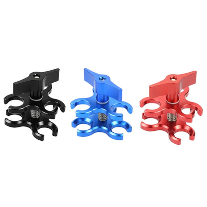 PULUZ Morsetto a sfera tripla Staffa per fotocamera subacquea a foro aperto Morsetto per torcia a molla in alluminio CNC per sistema di fotografia subacquea subacquea, Triple Ball Open Hole(Black), Triple Ball Open Hole(Blue), Triple Ball Open Hole(Red)