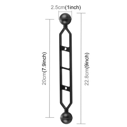 Braccio a doppia sfera in lega di alluminio PULUZ da 9,0 pollici 22,8 cm, diametro sfera: 25 mm