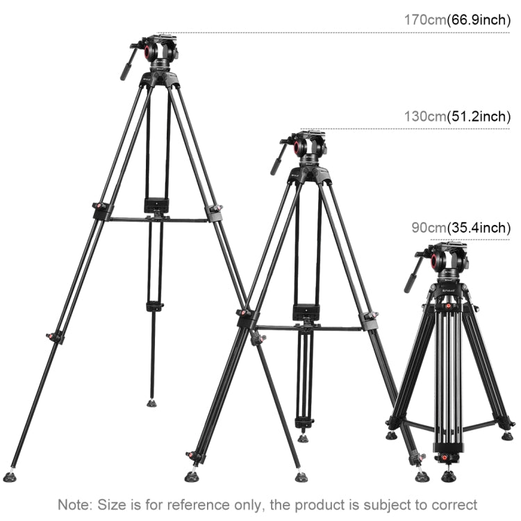 PULUZ 3 in 1 (Treppiede + Adattatore Ciotola + Testina di Trascinamento del Fluido) Kit di Montaggio su Treppiede in Lega di Alluminio per Fotocamera DSLR/SLR