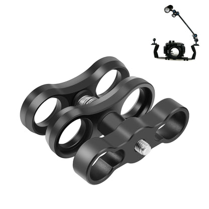 Morsetto doppio in lega di alluminio PULUZ per sistema di braccio subacqueo, Dual Ball (Black)