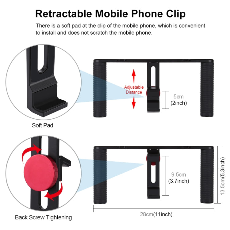 PULUZ Vlogging Trasmissione dal Vivo Smartphone Video Rig - Stabilizzatore in Alluminio per Registrazione e Filmmaking