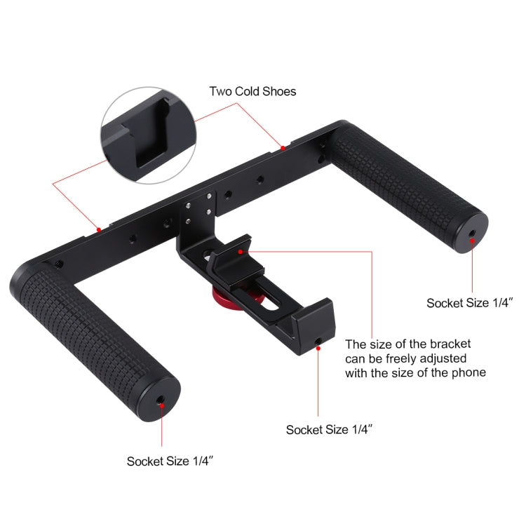 PULUZ Vlogging Trasmissione dal Vivo Smartphone Video Rig - Stabilizzatore in Alluminio per Registrazione e Filmmaking