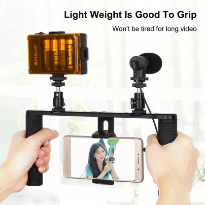 PULUZ Vlogging Trasmissione dal Vivo Smartphone Video Rig - Stabilizzatore in Alluminio per Registrazione e Filmmaking