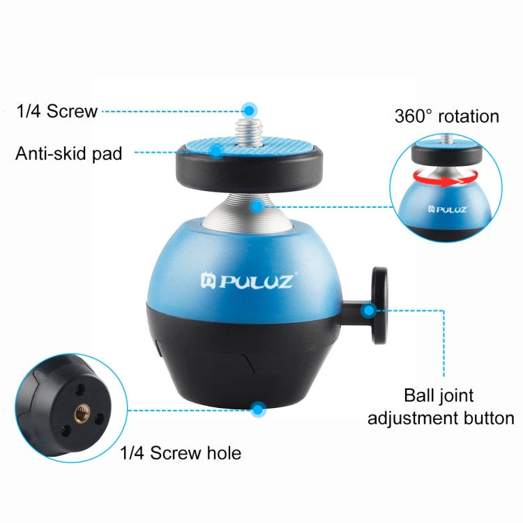 Adattatore per treppiede ABS con testa a sfera in lega di alluminio con vite PULUZ da 1/4 di pollice