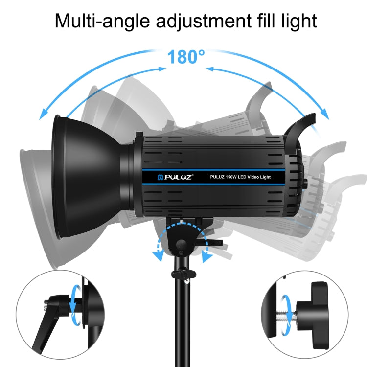 PULUZ 150W Luce video da studio 5600K Temperatura monocromatica Sistema di dissipazione del calore integrato con telecomando