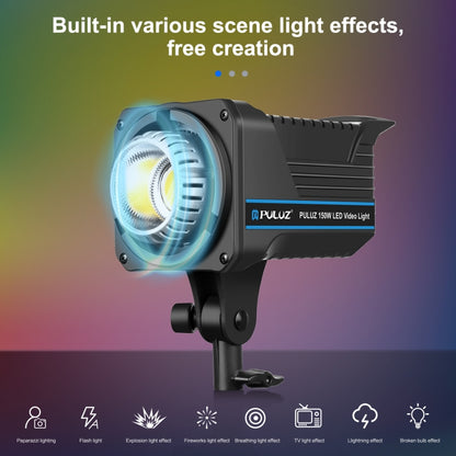 PULUZ 220V 150W Luce video da studio 3200K-5600K Sistema di dissipazione del calore integrato a doppia temperatura di colore con telecomando