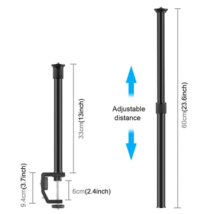 Kit supporto monopiede per asta centrale per estensione supporto luce PULUZ C con morsetto, lunghezza asta: 33-60 cm