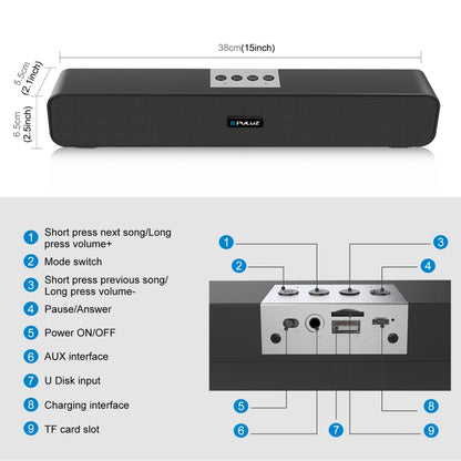 Altoparlante surround wireless Bluetooth cablato con soundbar PULUZ da 10 W