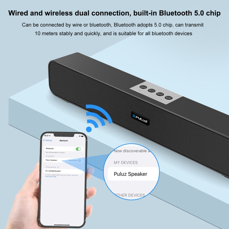 Altoparlante surround wireless Bluetooth cablato con soundbar PULUZ da 10 W