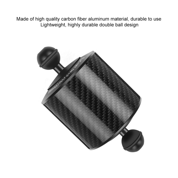 Braccio galleggiante in fibra di carbonio a doppia sfera PULUZ da 6,1 pollici, 15,5 cm, lunghezza 80 mm, diametro sfera: 25 mm, galleggiabilità: 400 g, 6 inch 400g Buoyancy