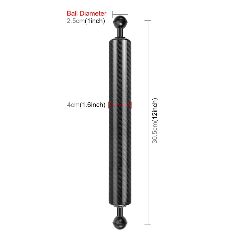 PULUZ 12,59 pollici 32 cm Lunghezza 40 mm Diametro Braccio galleggiante in fibra di carbonio a doppia sfera, Diametro sfera: 25 mm, Galleggiabilità: 200 g