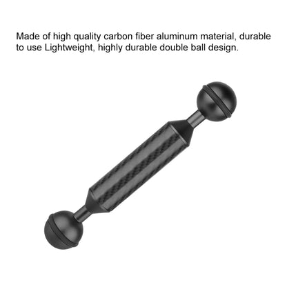 Braccio galleggiante in fibra di carbonio a doppia sfera PULUZ da 5 pollici, lunghezza 13 cm, diametro 20,8 mm, diametro sfera: 25 mm