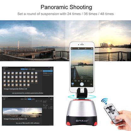 PULUZ Testa panoramica elettronica con rotazione di 360 gradi con telecomando per smartphone, GoPro, fotocamere DSLR