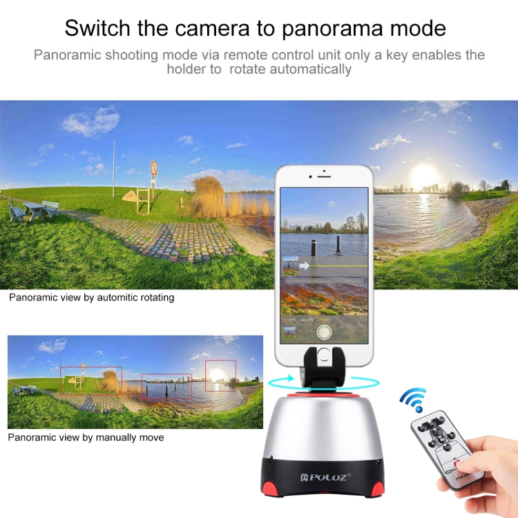 PULUZ Testa panoramica elettronica con rotazione di 360 gradi con telecomando per smartphone, GoPro, fotocamere DSLR