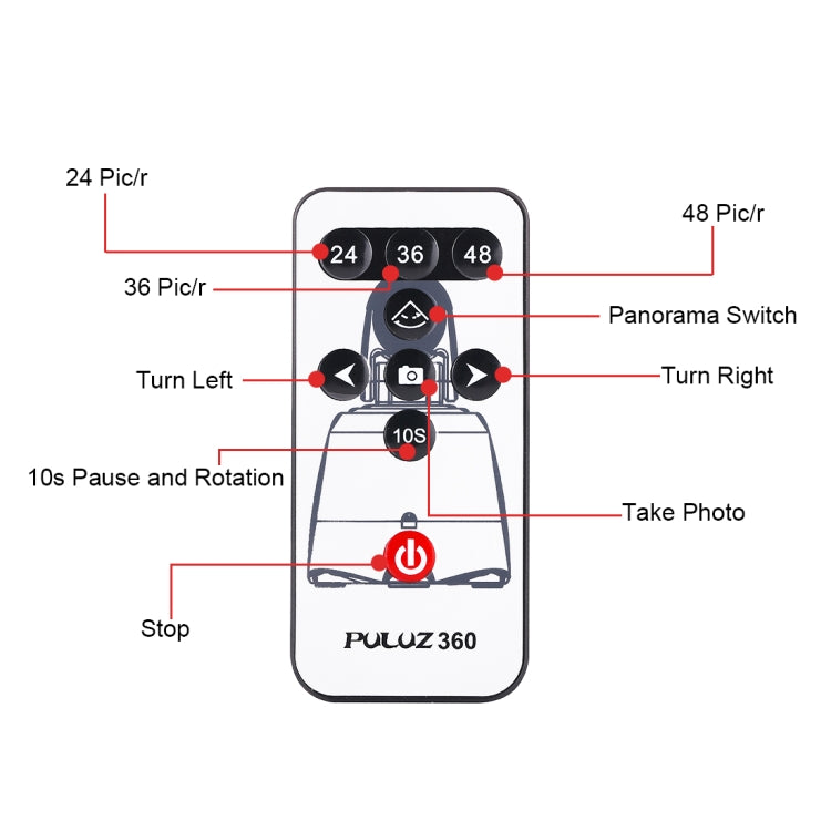 PULUZ Testa panoramica elettronica con rotazione di 360 gradi con telecomando per smartphone, GoPro, fotocamere DSLR