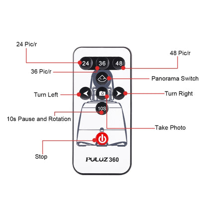 PULUZ Testa panoramica elettronica con rotazione di 360 gradi con telecomando per smartphone, GoPro, fotocamere DSLR