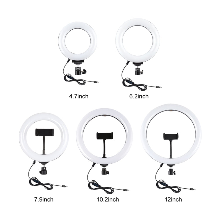 Supporto da tavolo PULUZ con base rotonda + luce video per vlogging con anello LED dimmerabile USB a 3 modalità da 6,2 pollici, altezza regolabile: 18 cm-28 cm