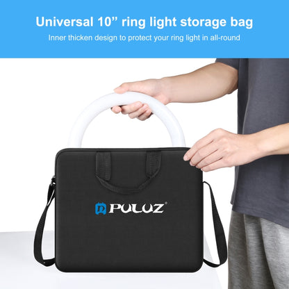 PULUZ Anello da 10 pollici con luci a LED Borsa a tracolla portatile con cerniera, dimensioni: 33 cm x 28 cm x 3 cm