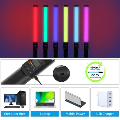 PULUZ 190 LED Photo Stick portatile Luce di riempimento RGB a colori con Barndoor