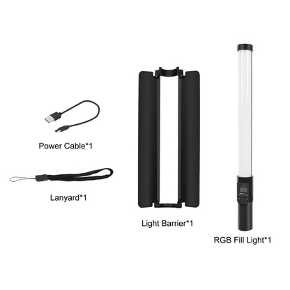 PULUZ 190 LED Photo Stick portatile Luce di riempimento RGB a colori con Barndoor