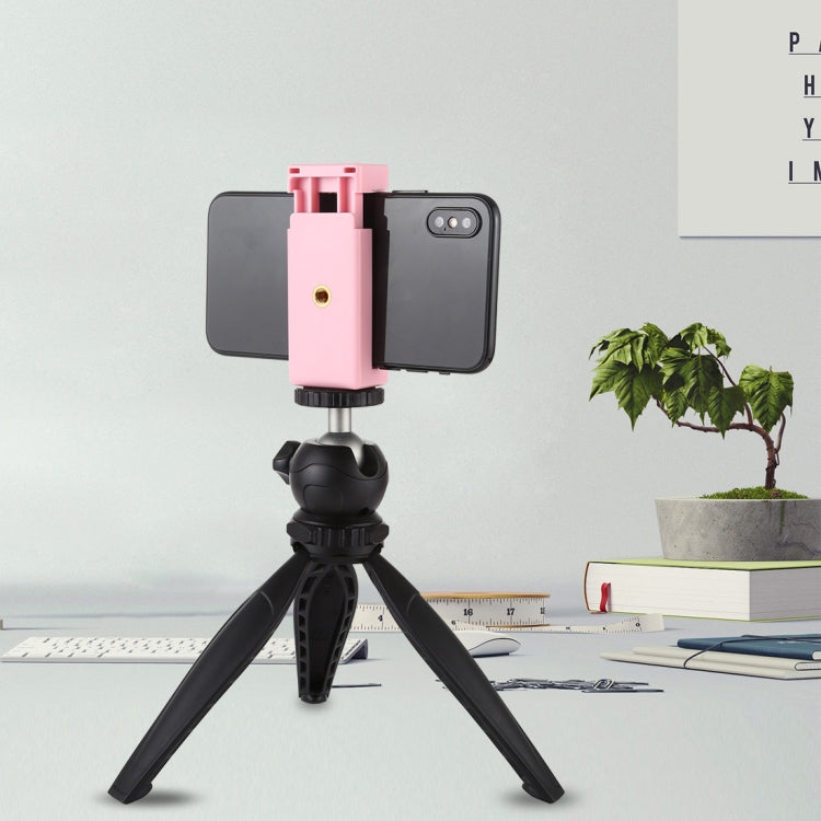 PULUZ Selfie Sticks Morsetto per telefono con montaggio su treppiede con fori per viti da 1/4 di pollice e base per slitta fredda, Clamp Pink, Clamp Black