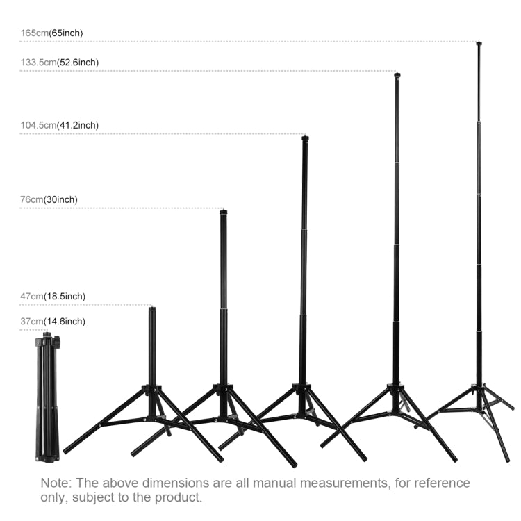 Supporto per treppiede PULUZ da 1,65 m di altezza per kit di trasmissione dal vivo con luce video di vlogging, 1.65m Tripod