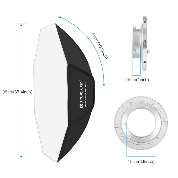 Diffusore per softbox parabolico ottagonale Speedlite Flash PULUZ da 95 cm