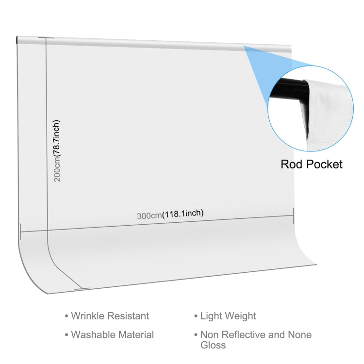PULUZ 3 x 2 m Sfondo fotografico Spessore Sfondo per studio fotografico Fondale in tessuto, 3m x 2m, 3 x 2m