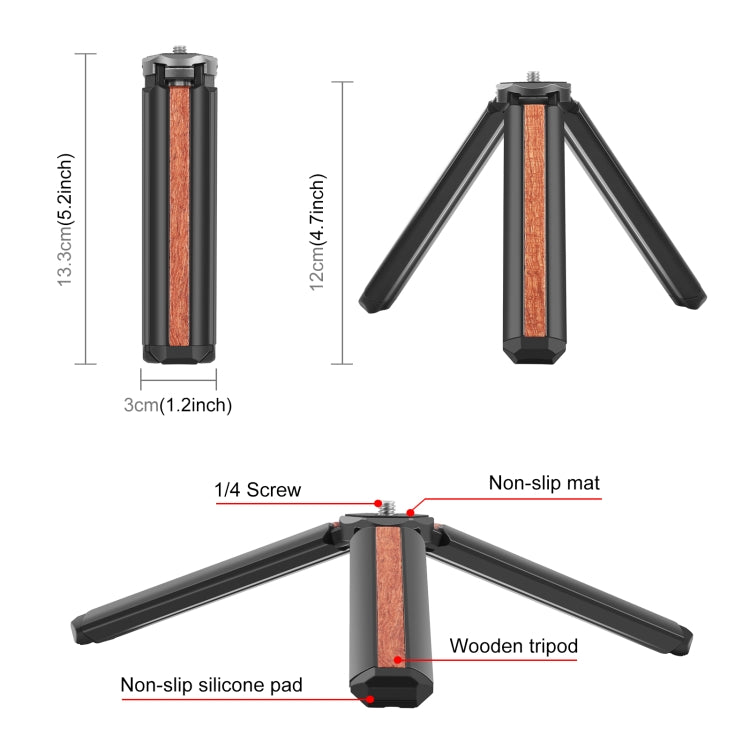 Supporto per treppiede dal vivo per vlogging da tavolo in legno intarsiato PULUZ, Inlaid Wood Tripod