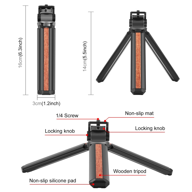 Supporto per Treppiede da Tavolo in Legno Intarsiato PULUZ con Testa.