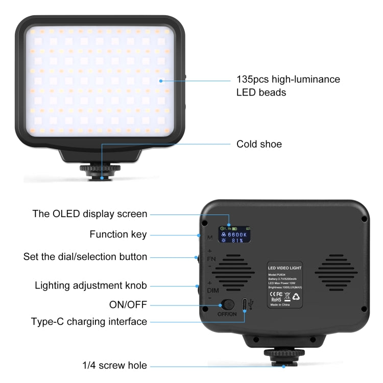 PULUZ Pocket 2500-9900K+RGB Luce di riempimento di bellezza a colori portatile Luce LED per fotografia sulla fotocamera