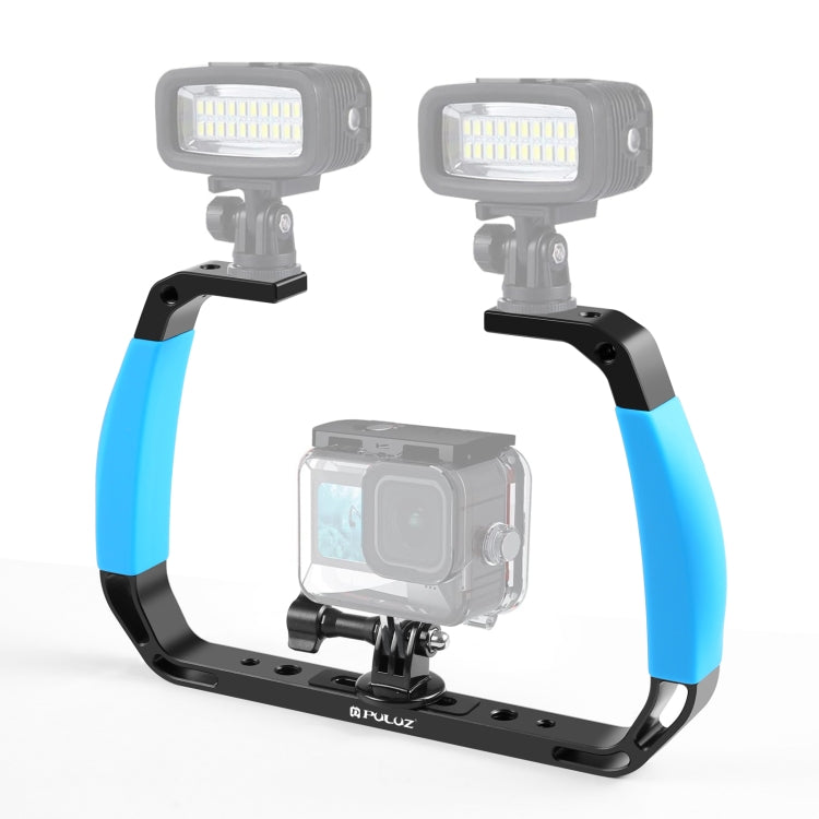 PULUZ Dual Silicone Manici in lega di alluminio per immersione subacquea per GoPro, altre action camera e smartphone