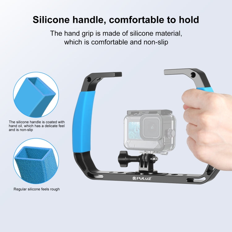 PULUZ Dual Silicone Manici in lega di alluminio per immersione subacquea per GoPro, altre action camera e smartphone